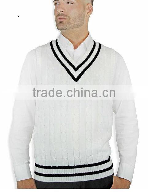 Latest Design V Neck Cable Knitting Sleeveless Man Vest