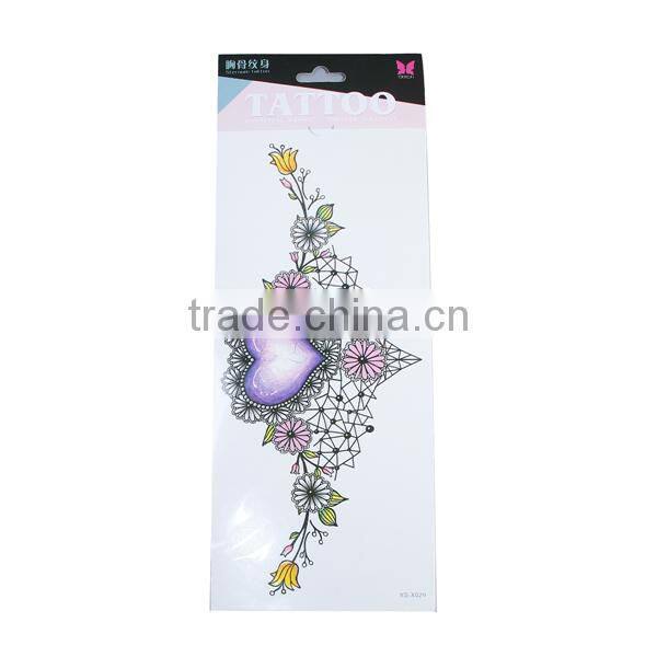 Paper Removable Waterproof Sternum Sticker Body Art Multicolor Flower Leaves Pattern Heart Temporary Tattoo Custom