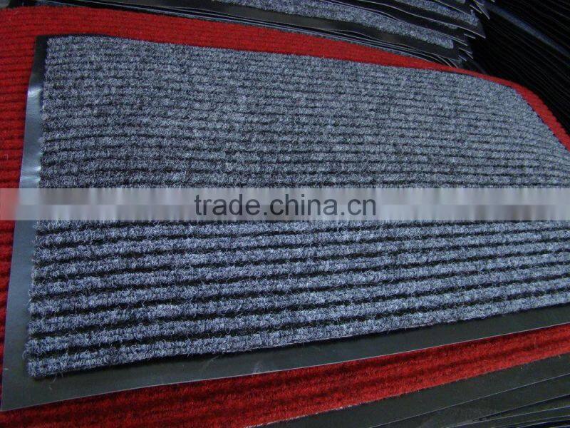 Polyester double stripes PVC door mat