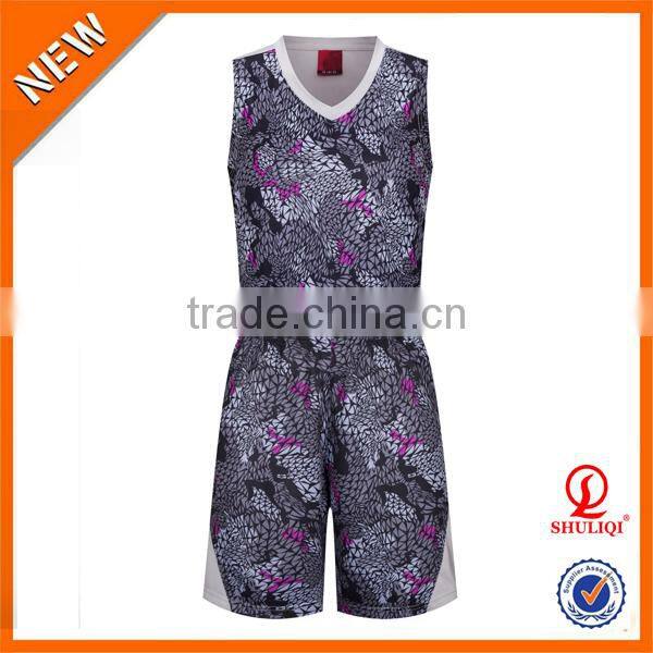 Wholesale sublimated custom camo basketball uniforms, basketball jersey uniform design color blue H-836