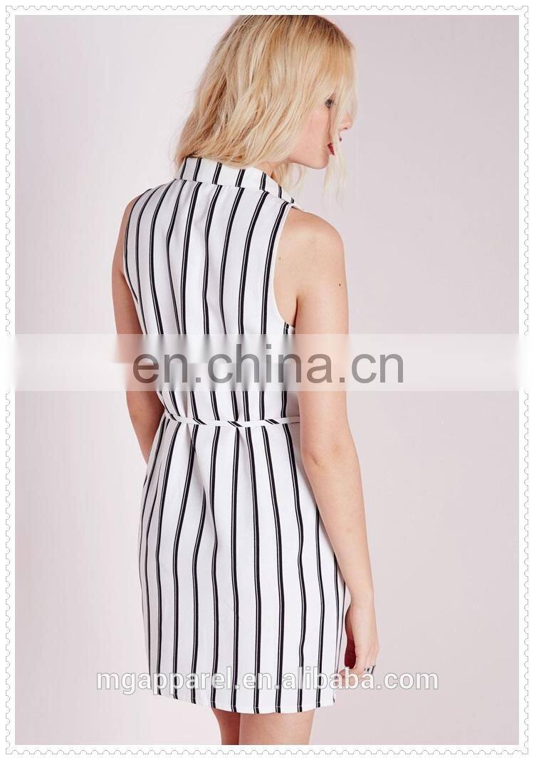 ladies modern sexy chic monochrome striped secretary shirt dresses