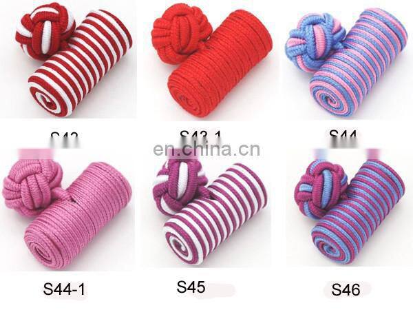 New fashion Cylinder shape silk knot cufflinks color can be mixed handmade