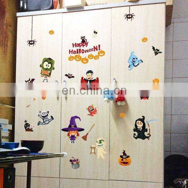 2017 new Halloween decotation wall sticker , House Spirit Pumpkin Lamp Display Window Decoration Sticker