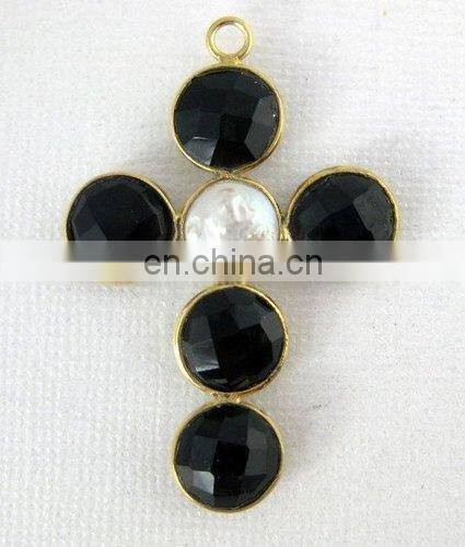 2015 wholesale gemstone pandent/Agate Slice Pave Set Pendant/Silver CZ pave pandent