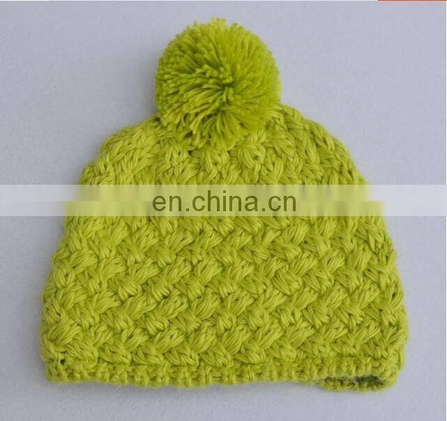 Top fashion style for 2016 winter handmaking winter beanie hat with big top pom pom