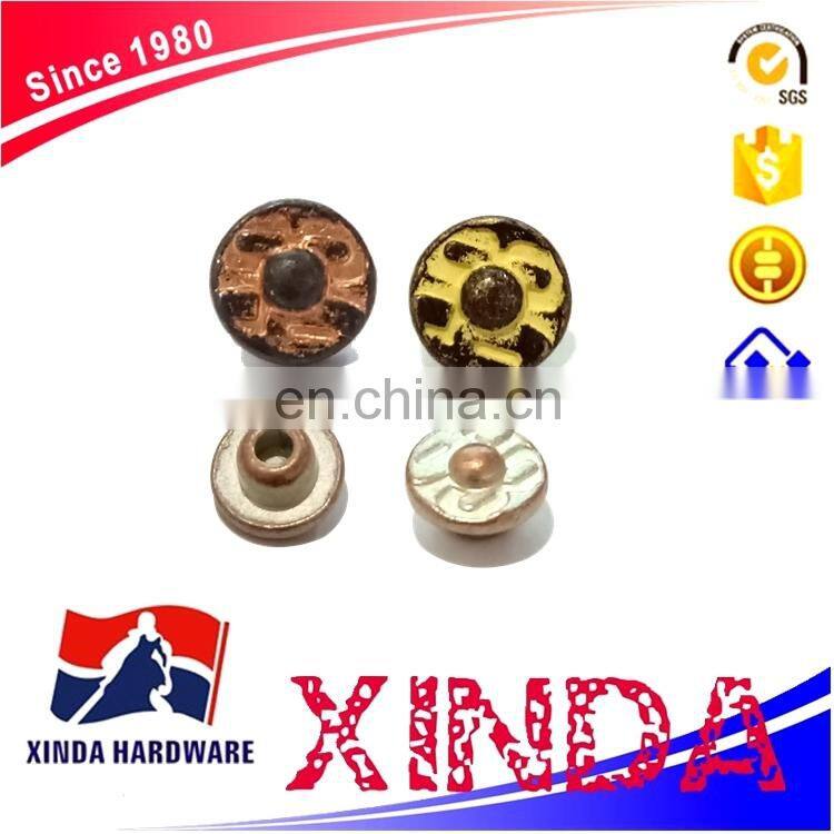 20mm Jeans Metal Shank Buttons, Brass Button And Rivet For Denim, Jackets