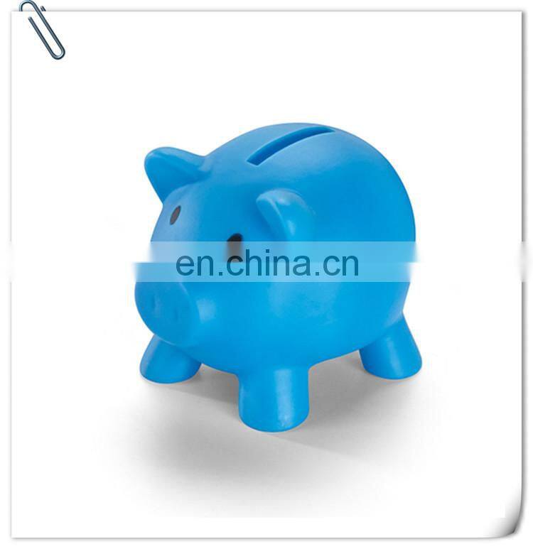 piggy shaped plastic pvc coin bank and money box coin can with bottom lid