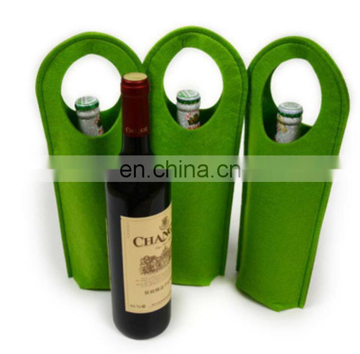 2018 Hot Sell elegant christmas felt single wine bottle bag with handle and customized logo