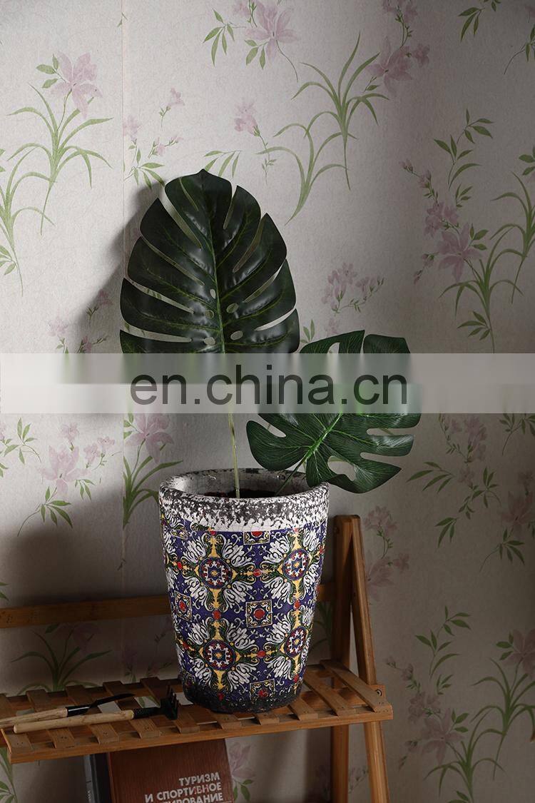 Wholesale balcony green plants pots vintage style large fancy flower pots ceramic for home decor