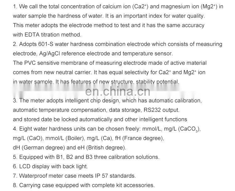 Portable Water Quality Analyzer Digital Hardness Water Tester