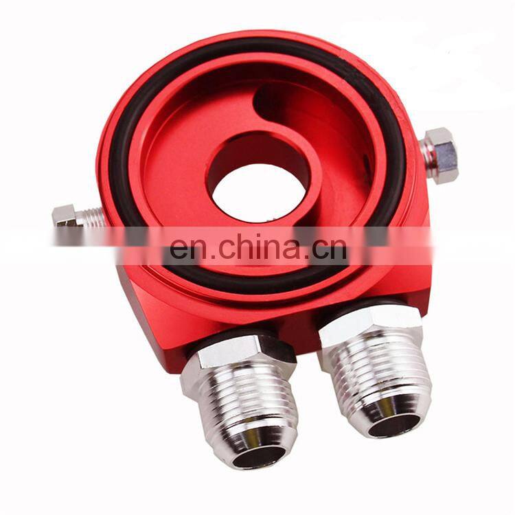 Oil cooler sandwich adapter plate with thermostat and adapter thread AN8 3/4-16UNF M20x1.5