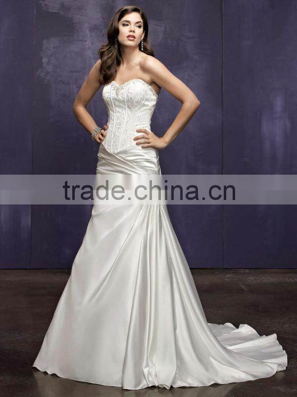 Excellent Sweetheart Neckline Strapless with Beads Bodice and ruffle Wedding Dresses