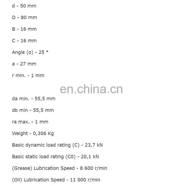 7010C Japanese standard 70 series angular contact ball bearing 7010