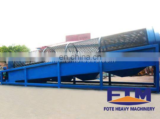 High efficiency rotary drum trommel screen for gravel sand