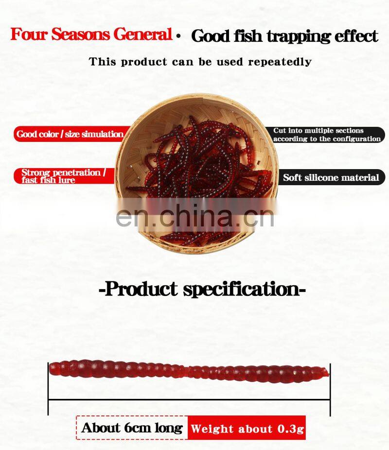 6cm 0.3g  bulk high quality Plastic Rubber Worm Swim bait soft fishing worms bait earthworm lure