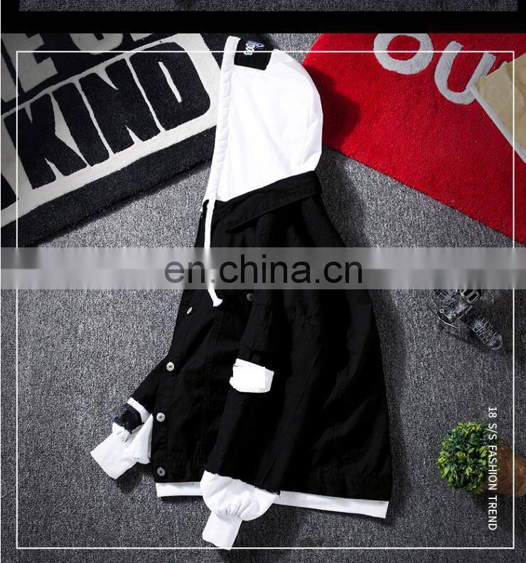 customized brand 100% cotton lapel hooded jacket men's windbreaker washed casual jacket bomber jacket S-4XL