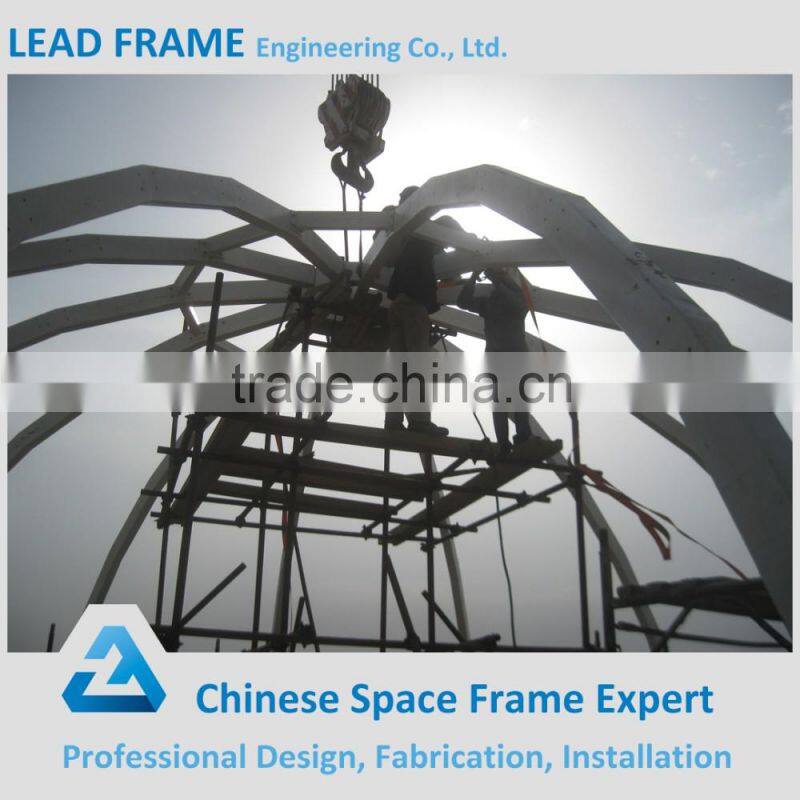 Large span steel space truss space frame DIN glass roof dome