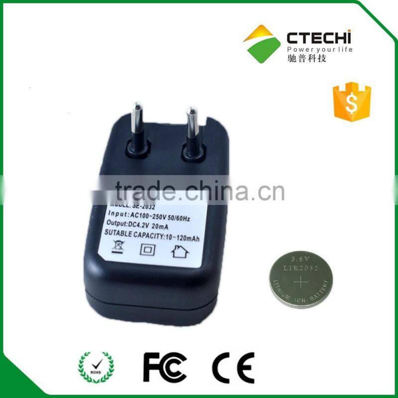 charger for rechargeable button cell CR2032, CR2025, ML2032 charger