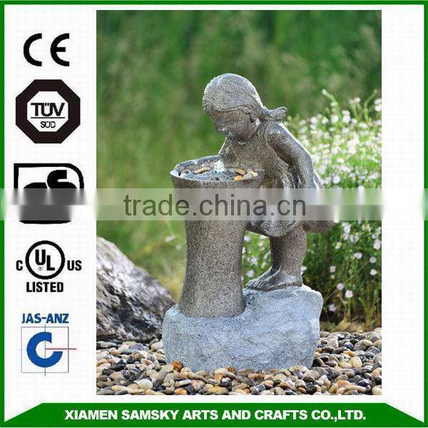 garden ornaments fiberglass outdoor boy and girl fountain