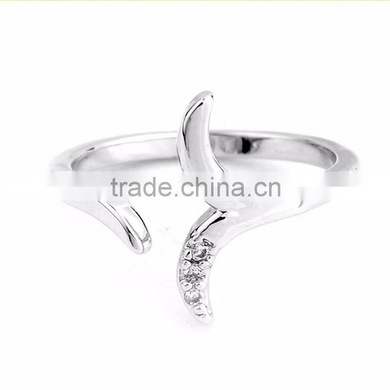 Classical 14k Rose Gold Plated Silver Plated Diamond Sprout Wedding Engagement Ring