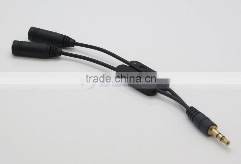 3.5mm Male- Female Headphone Earphone Splitter Cable Audio AUX Cable with Volume Control