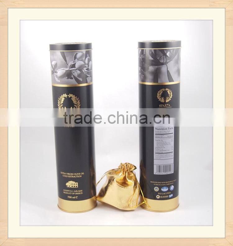 high round tin whiskey box with print