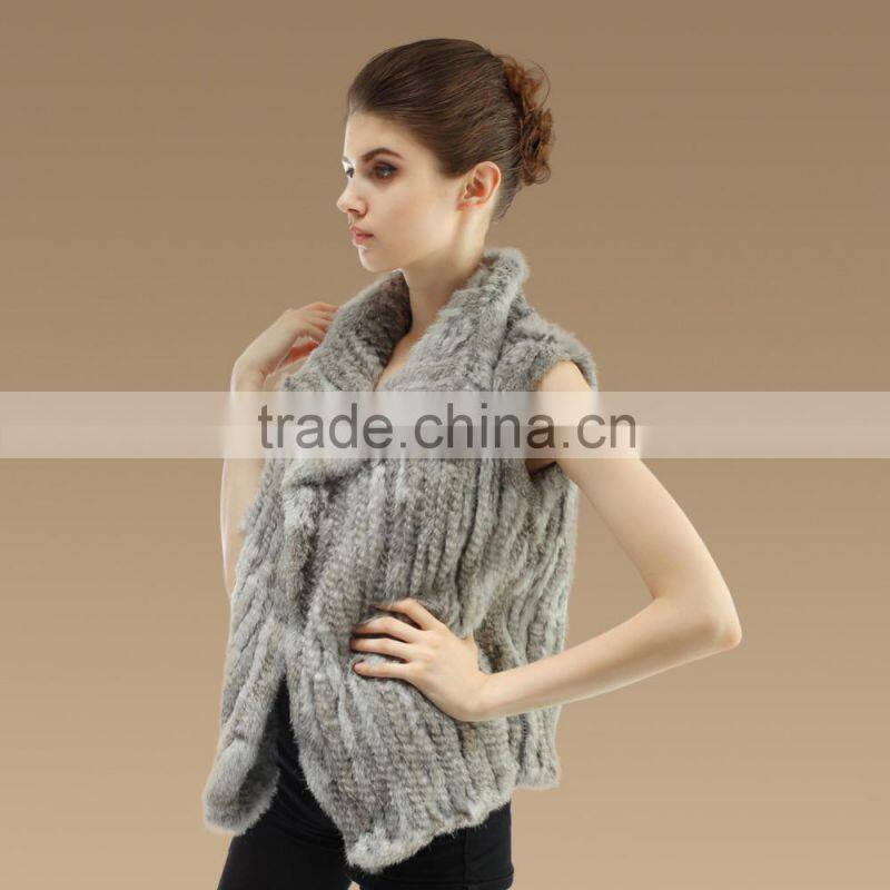 Wholesale 2015 Irregular Style Charmful Real Women Knitted Rabbit Fur Vest