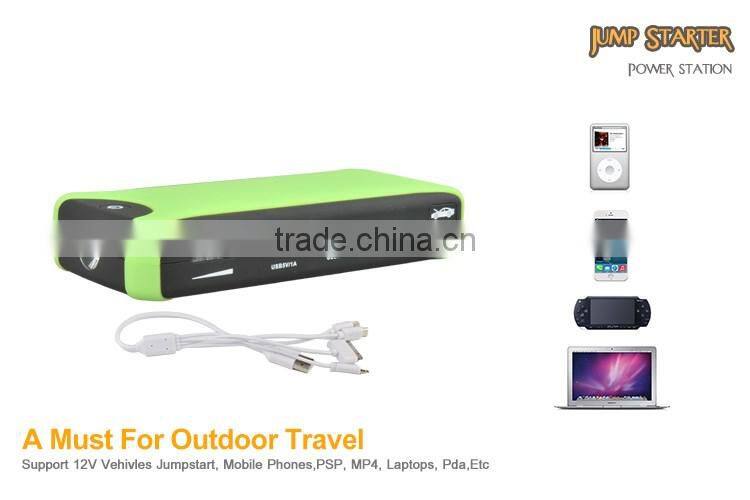 12000mAh Car Jump Starter and Portable Charger Power Bank with 400A Peak Current, Advanced Safety Protection and LED Flashlight