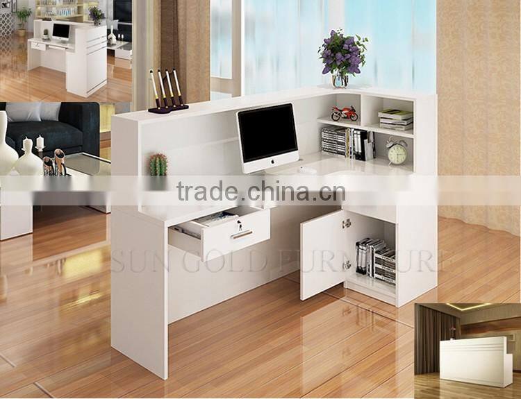 Black wooden used reception counters modern front desk design (SZ-RTB006-2)