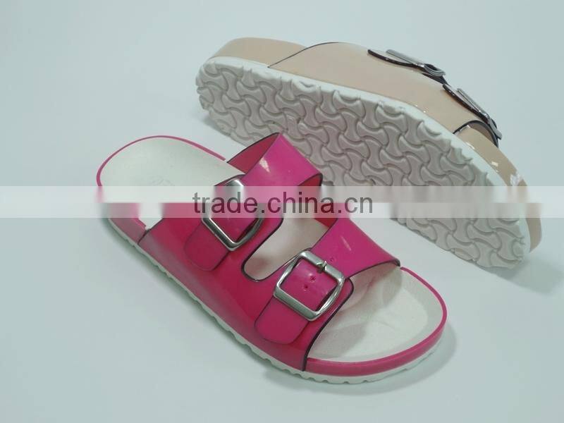 Fashion lady fancy flat heel colorful PCU slippers