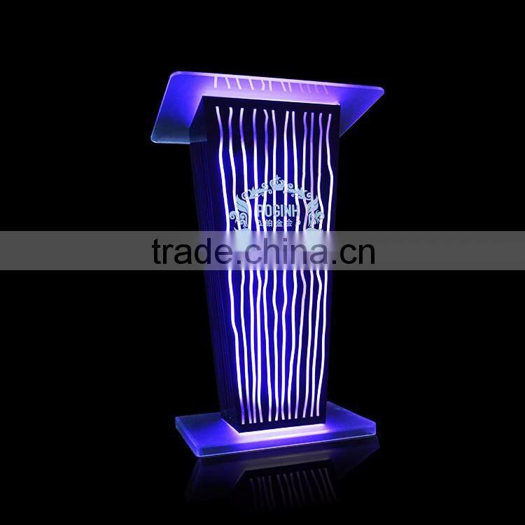 clear acrylic podium night bar table with LED light, night bar DJ facade