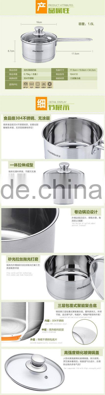 LFGB Food Grade European cookware Stainless Steel sauce pan