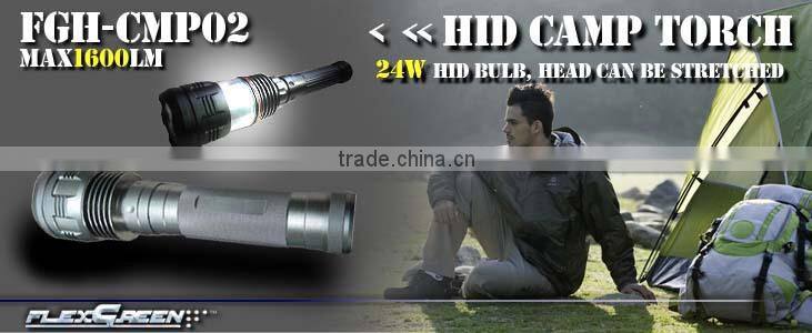 rechargeable 18650 hard anodization 24W HID camping flashlight