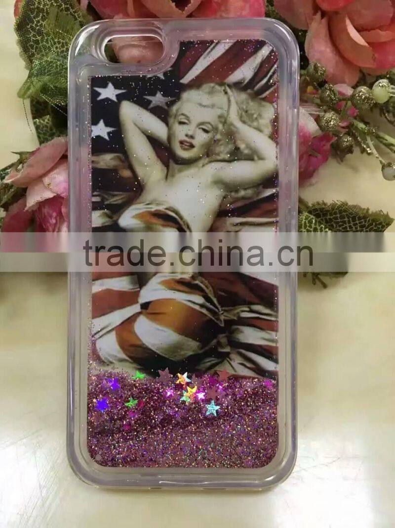 USA UK Flag Liquid Glitter Stars Bling Moving Latest Design TPU Case Cover For iPhone & Samsung