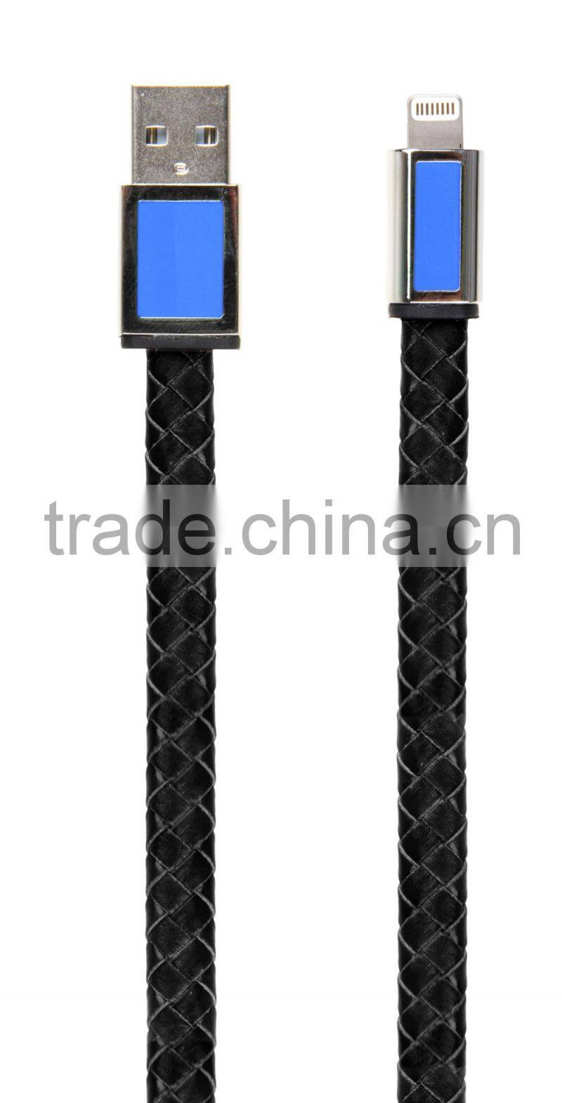 Save 20% MFI Certified Charge & Sync Flat Bonded Leather Cable with high quality