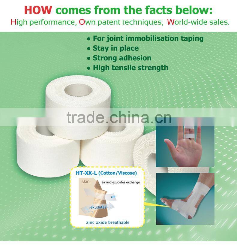 High Quality Breathable Strong Adhesive Waterproof Medical Cotton Rigid Tape Athletic Tape