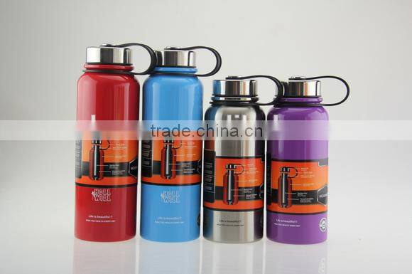 Insulated Stainless Steel Water Bottle, Wide Mouth, 32-Ounce