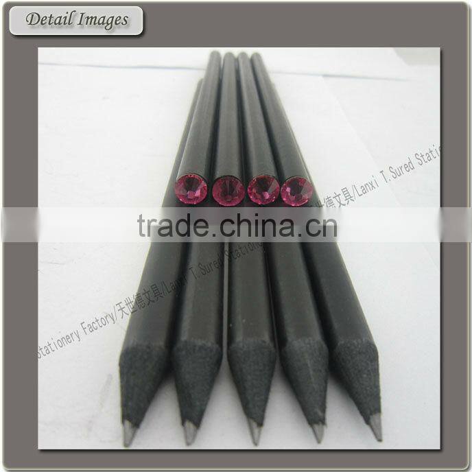 Office Stationery Black Wood HB Crystal Pencil