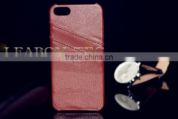 top grade leather case for iphone 5 with card slot, back phone case, newest desing mobile case