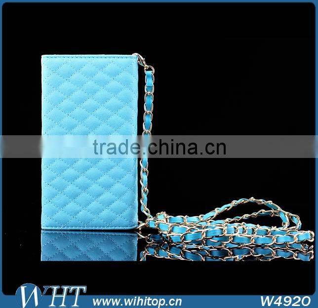 Hot New Products 2015 Trifold Design for Sony Xperia Z3 Wallet Case with Elegant Chain