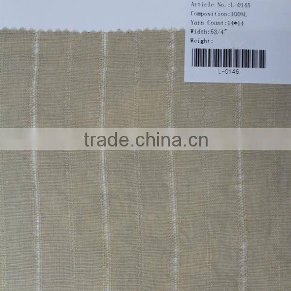 14*14 dobby stripe yarn dyed 100% linen fabric