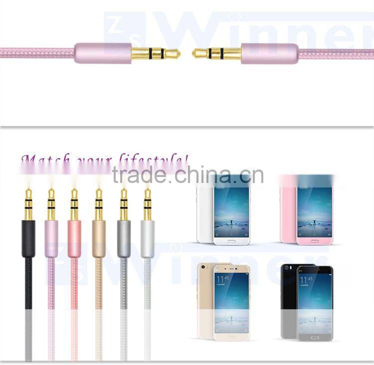 Slim Flexible Gold Plated 3.5mm audio cable for car aux stereo cable