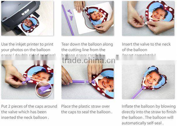 DIY Round/heart/star inkjet printing balloon with A4 and A3