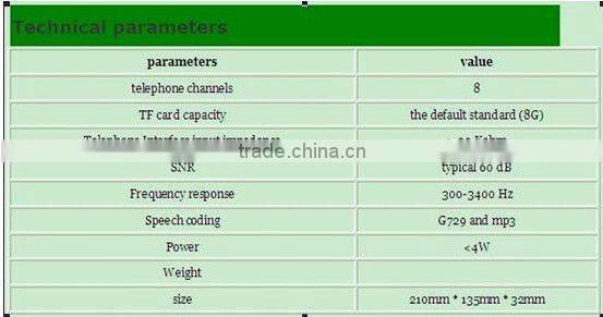 8 line call recording box/telephone voice recording box