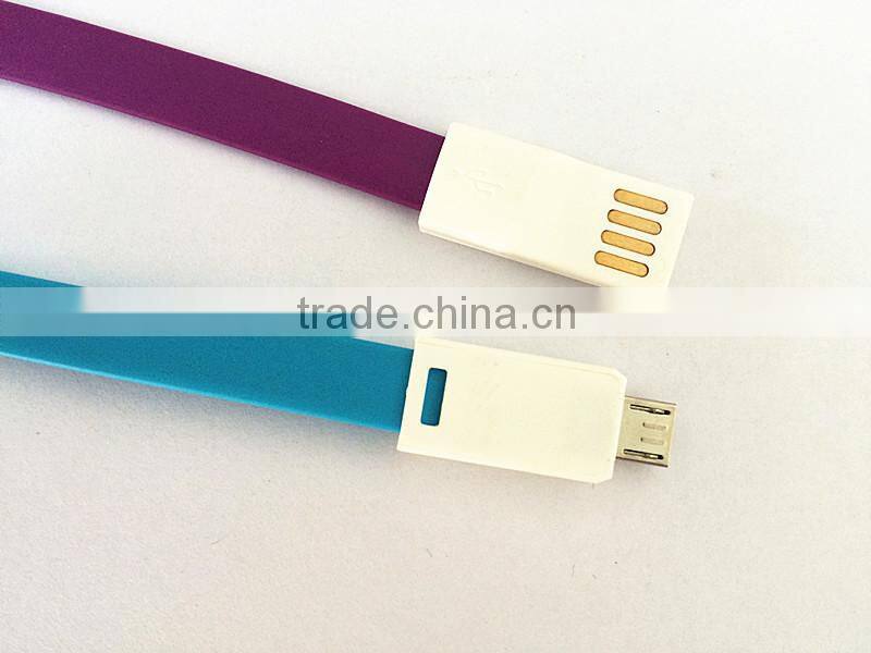 Colorful V8 Connection Flat Micro USB Cable, jelly flat micro usb charging cable for mobilephone
