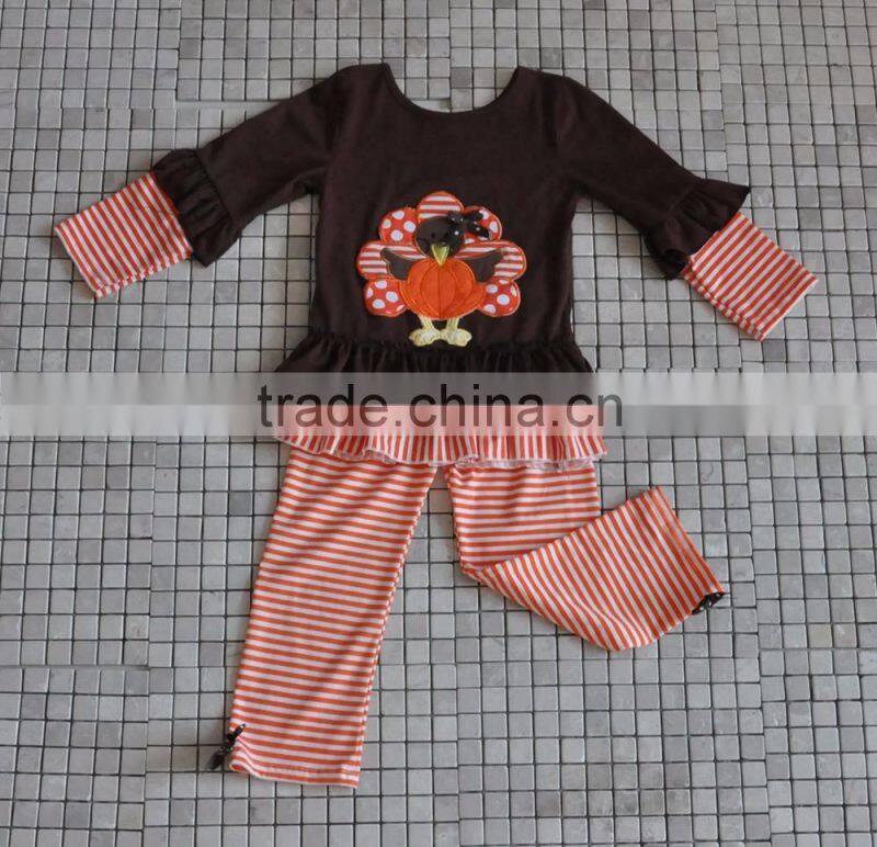 traditional holiday kids girl cotton thanksgiving turkey outfits