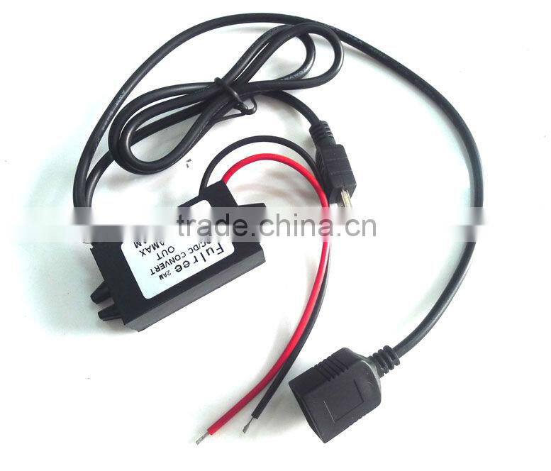 DC to DC Converter 12v to 5v step down module 1 female USB port+1 male mini usb plug