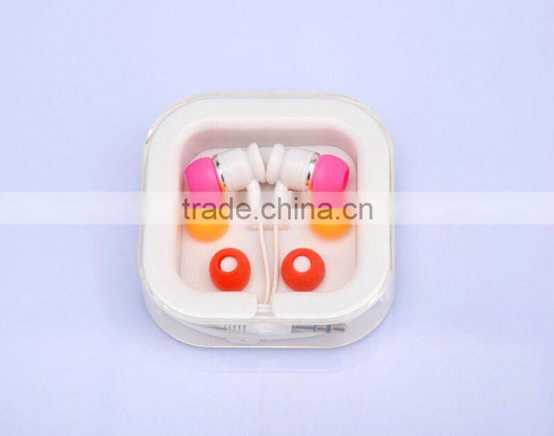 Colorful In-ear Earbud with Square Plastic Box