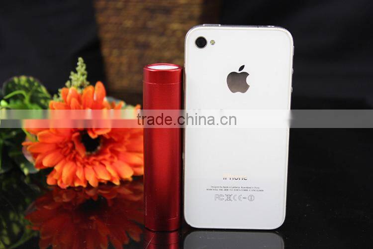 Gift metal cylinder 2200mah led light power bank portable charger