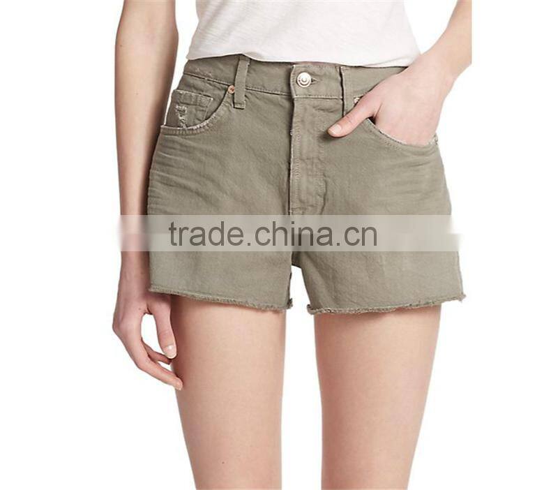 2015 women fashion green denim twill board shorts jean chino shorts SYA15319